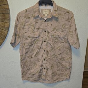 Cabela's Tan and Green Casual Button Down Shirt